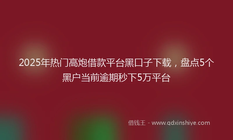 2025年热门高炮借款平台黑口子下载，盘点5个黑户当前逾期秒下5万平台