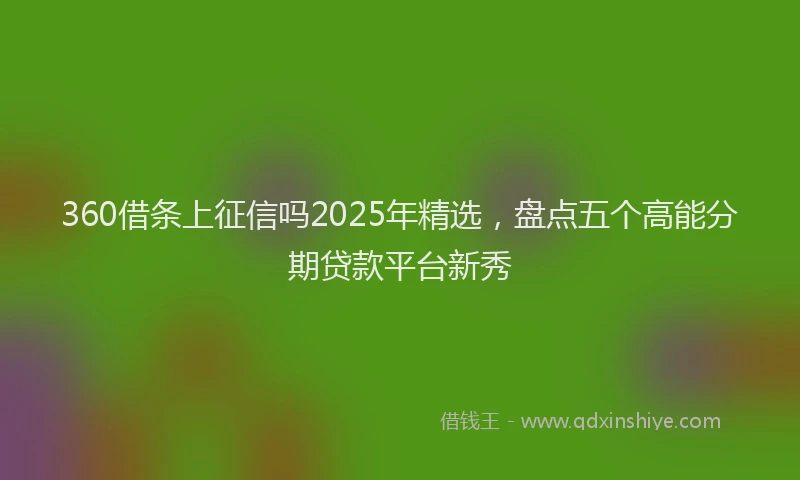 360借条上征信吗2025年精选，盘点五个高能分期贷款平台新秀