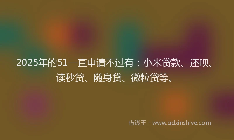 2025年的51一直申请不过有：小米贷款、还呗、读秒贷、随身贷、微粒贷等。