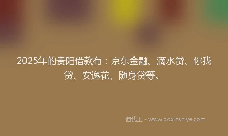 2025年的贵阳借款有：京东金融、滴水贷、你我贷、安逸花、随身贷等。
