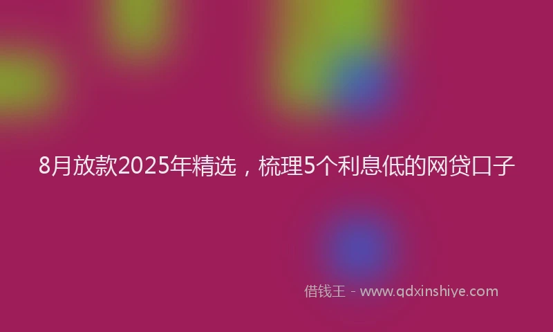 8月放款2025年精选，梳理5个利息低的网贷口子