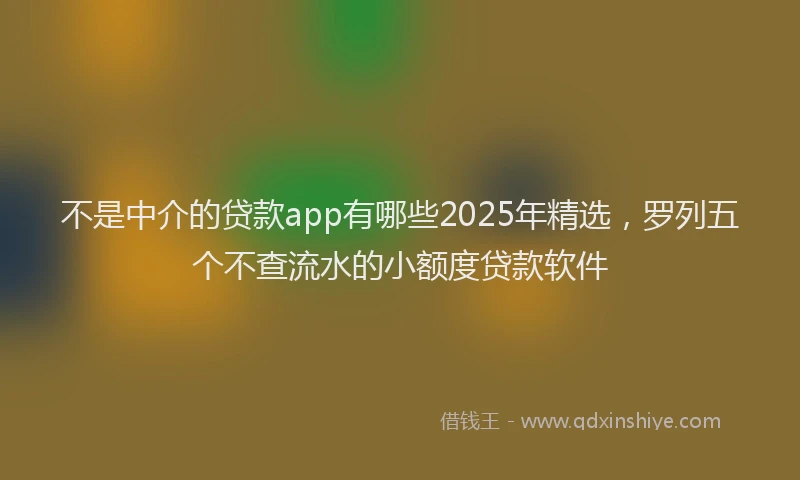 不是中介的贷款app有哪些2025年精选，罗列五个不查流水的小额度贷款软件