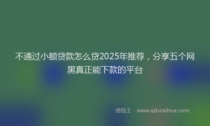 不通过小额贷款怎么贷2025年推荐，分享五个网黑真正能下款的平台