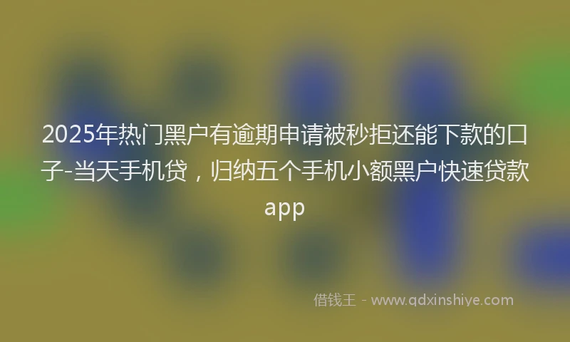 2025年热门黑户有逾期申请被秒拒还能下款的口子-当天手机贷，归纳五个手机小额黑户快速贷款app