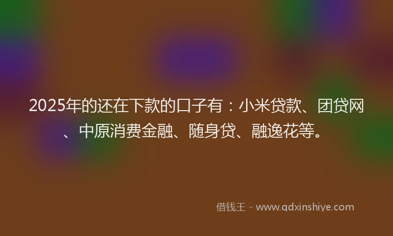 2025年的还在下款的口子有：小米贷款、团贷网、中原消费金融、随身贷、融逸花等。