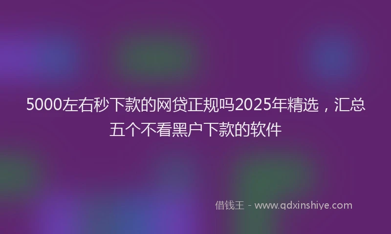 5000左右秒下款的网贷正规吗2025年精选，汇总五个不看黑户下款的软件