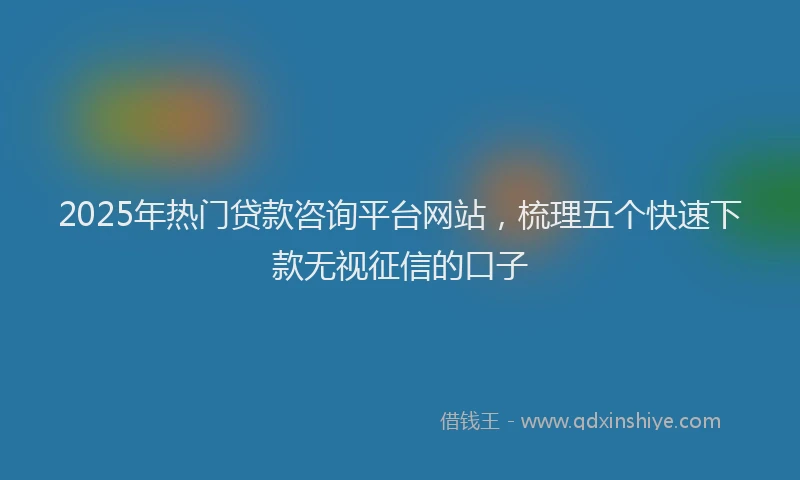 2025年热门贷款咨询平台网站，梳理五个快速下款无视征信的口子