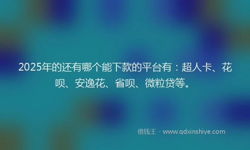 2025年的还有哪个能下款的平台有：超人卡、花呗、安逸花、省呗、微粒贷等。