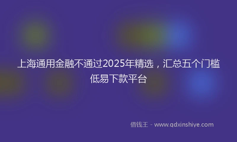 上海通用金融不通过2025年精选，汇总五个门槛低易下款平台