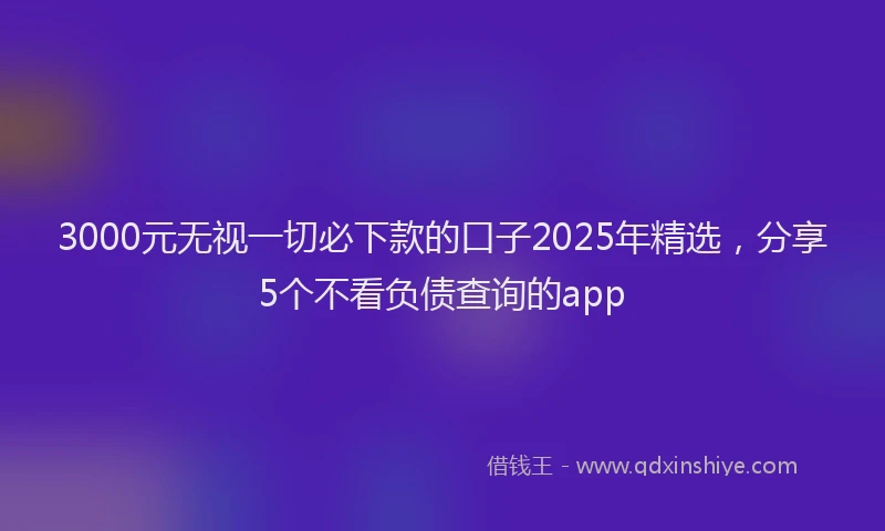3000元无视一切必下款的口子2025年精选，分享5个不看负债查询的app
