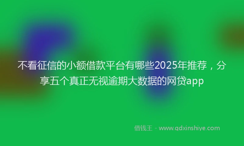 不看征信的小额借款平台有哪些2025年推荐，分享五个真正无视逾期大数据的网贷app