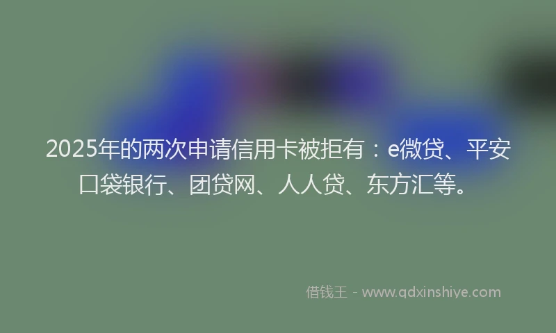 2025年的两次申请信用卡被拒有：e微贷、平安口袋银行、团贷网、人人贷、东方汇等。