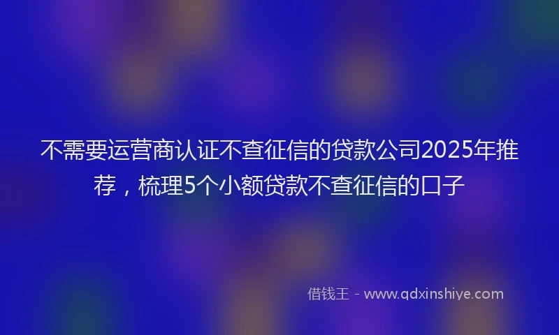 不需要运营商认证不查征信的贷款公司2025年推荐，梳理5个小额贷款不查征信的口子
