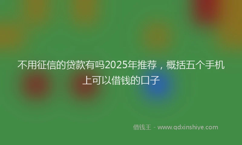 不用征信的贷款有吗2025年推荐，概括五个手机上可以借钱的口子
