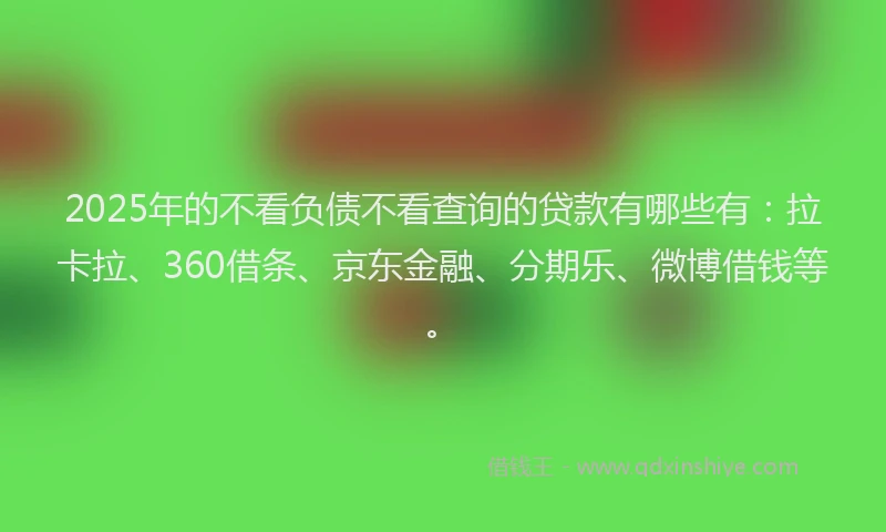 2025年的不看负债不看查询的贷款有哪些有：拉卡拉、360借条、京东金融、分期乐、微博借钱等。