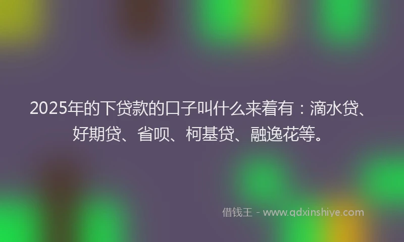 2025年的下贷款的口子叫什么来着有：滴水贷、好期贷、省呗、柯基贷、融逸花等。