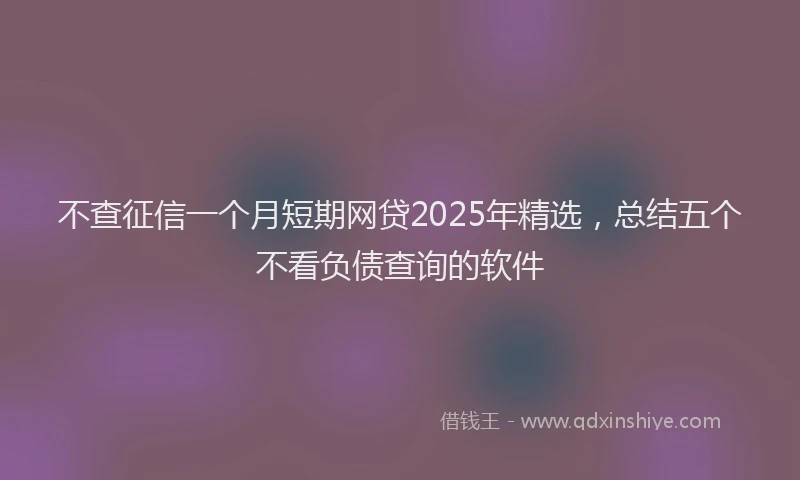 不查征信一个月短期网贷2025年精选，总结五个不看负债查询的软件