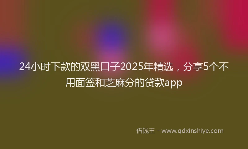 24小时下款的双黑口子2025年精选，分享5个不用面签和芝麻分的贷款app