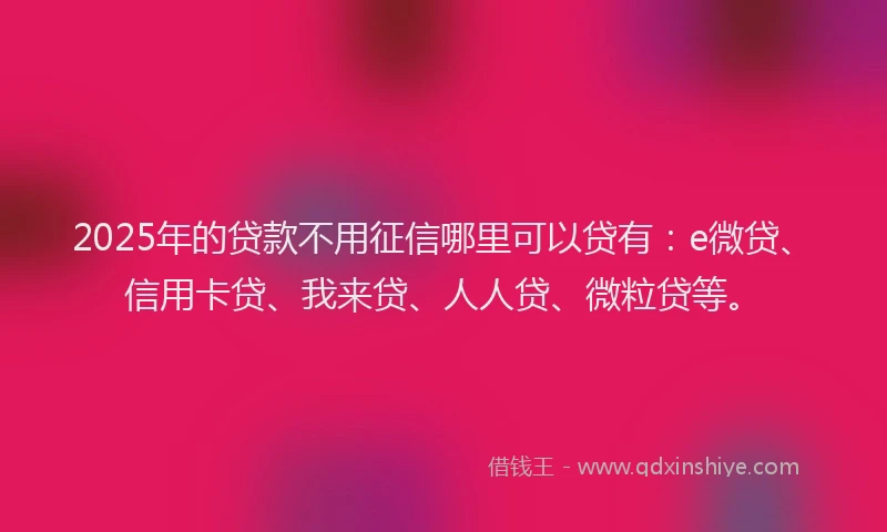 2025年的贷款不用征信哪里可以贷有：e微贷、信用卡贷、我来贷、人人贷、微粒贷等。