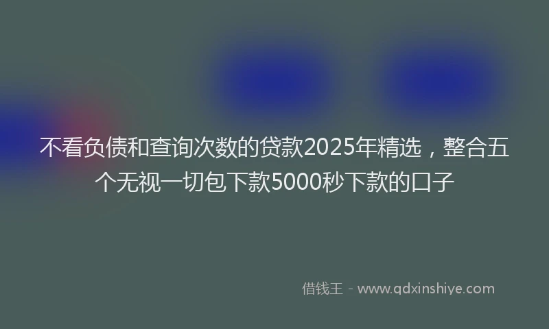 不看负债和查询次数的贷款2025年精选，整合五个无视一切包下款5000秒下款的口子
