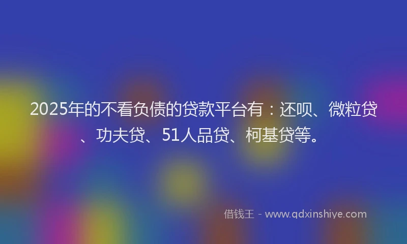 2025年的不看负债的贷款平台有：还呗、微粒贷、功夫贷、51人品贷、柯基贷等。