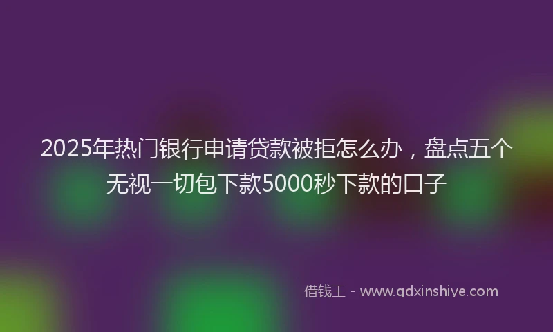 2025年热门银行申请贷款被拒怎么办，盘点五个无视一切包下款5000秒下款的口子