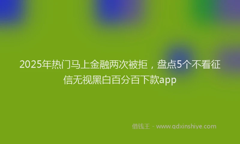 2025年热门马上金融两次被拒，盘点5个不看征信无视黑白百分百下款app