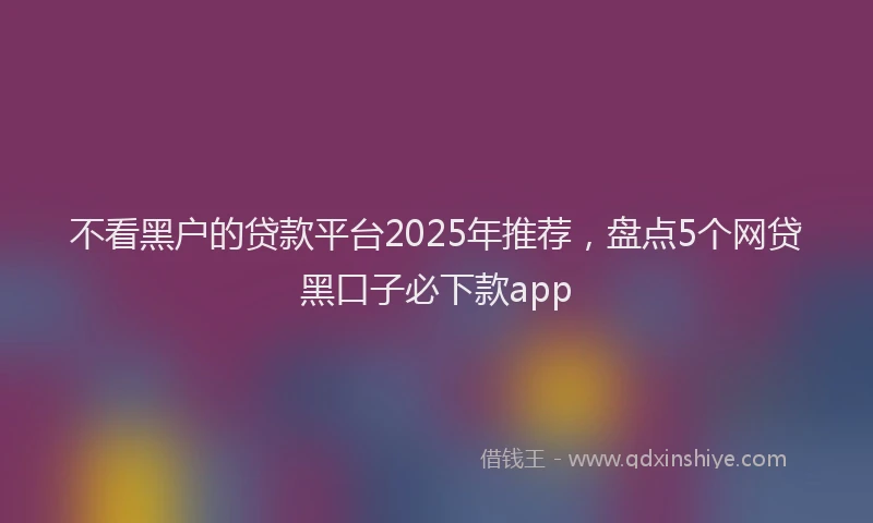 不看黑户的贷款平台2025年推荐，盘点5个网贷黑口子必下款app