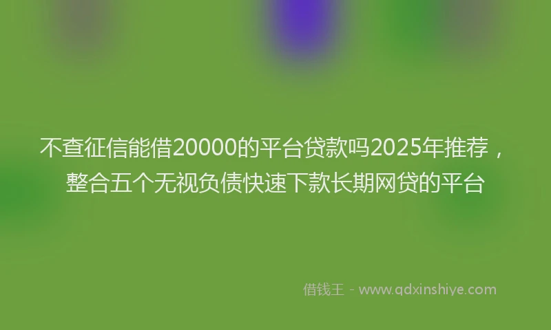 不查征信能借20000的平台贷款吗2025年推荐，整合五个无视负债快速下款长期网贷的平台