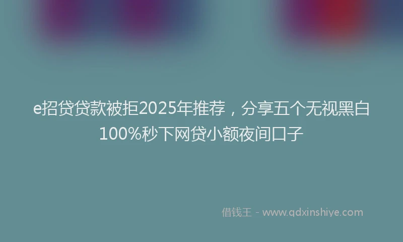 e招贷贷款被拒2025年推荐，分享五个无视黑白100%秒下网贷小额夜间口子