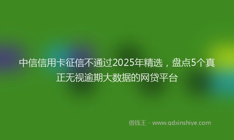 中信信用卡征信不通过2025年精选，盘点5个真正无视逾期大数据的网贷平台