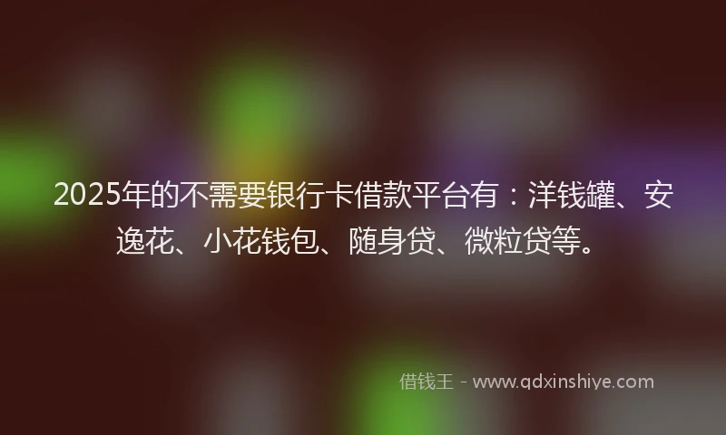 2025年的不需要银行卡借款平台有：洋钱罐、安逸花、小花钱包、随身贷、微粒贷等。