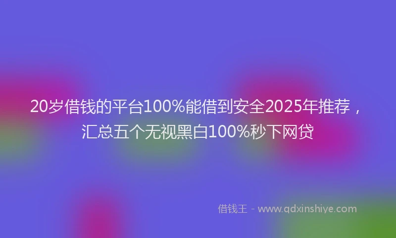 20岁借钱的平台100%能借到安全2025年推荐，汇总五个无视黑白100%秒下网贷
