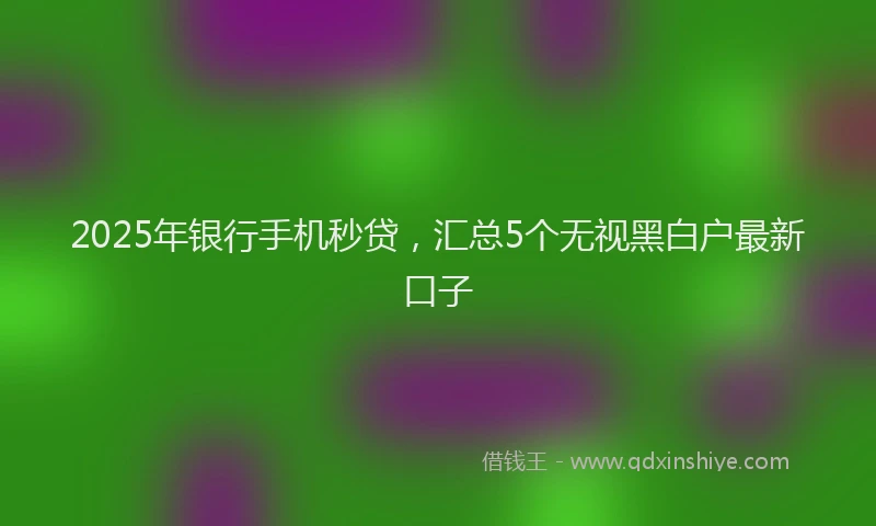 2025年银行手机秒贷，汇总5个无视黑白户最新口子