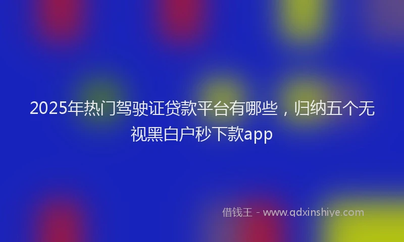 2025年热门驾驶证贷款平台有哪些，归纳五个无视黑白户秒下款app