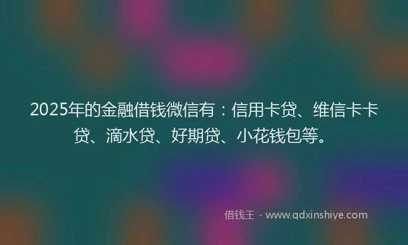 2025年的金融借钱微信有：信用卡贷、维信卡卡贷、滴水贷、好期贷、小花钱包等。