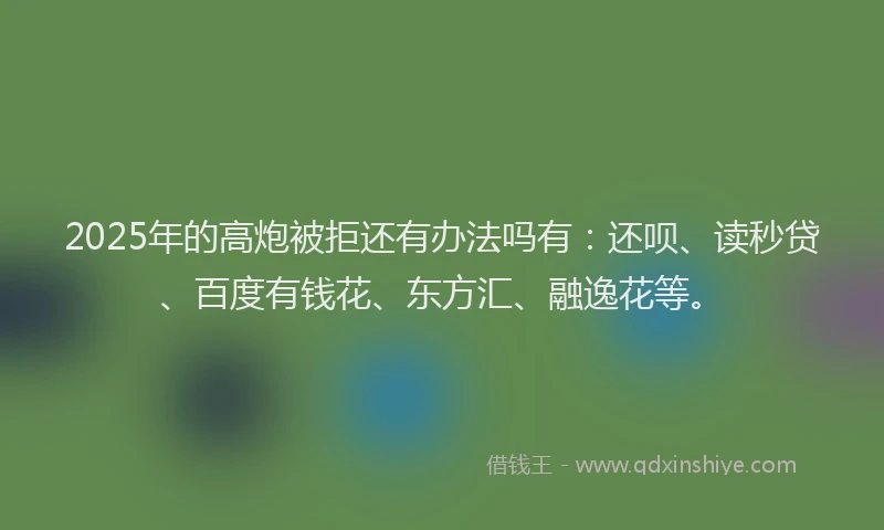 2025年的高炮被拒还有办法吗有：还呗、读秒贷、百度有钱花、东方汇、融逸花等。