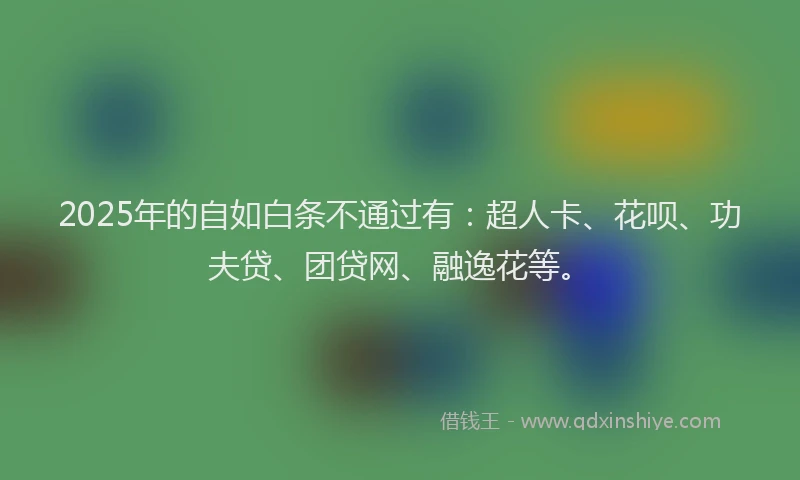 2025年的自如白条不通过有：超人卡、花呗、功夫贷、团贷网、融逸花等。