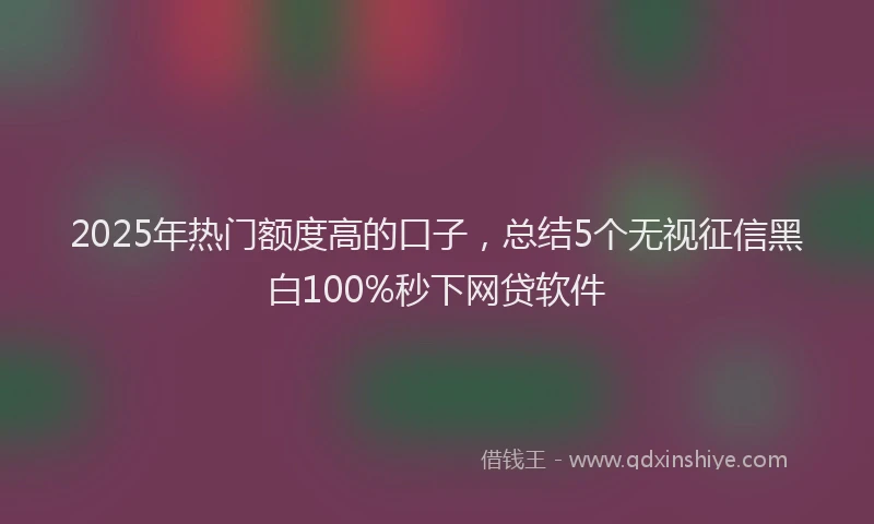 2025年热门额度高的口子，总结5个无视征信黑白100%秒下网贷软件