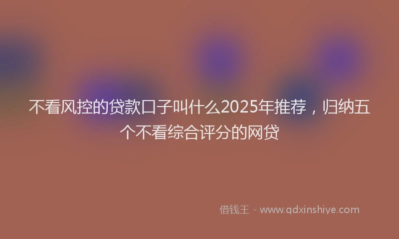 不看风控的贷款口子叫什么2025年推荐，归纳五个不看综合评分的网贷