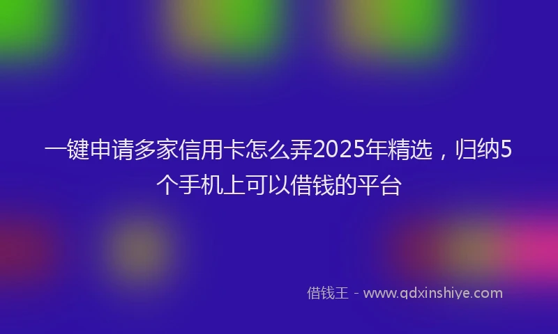 一键申请多家信用卡怎么弄2025年精选，归纳5个手机上可以借钱的平台