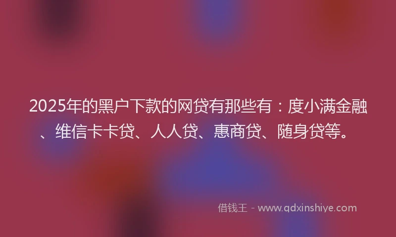 2025年的黑户下款的网贷有那些有：度小满金融、维信卡卡贷、人人贷、惠商贷、随身贷等。