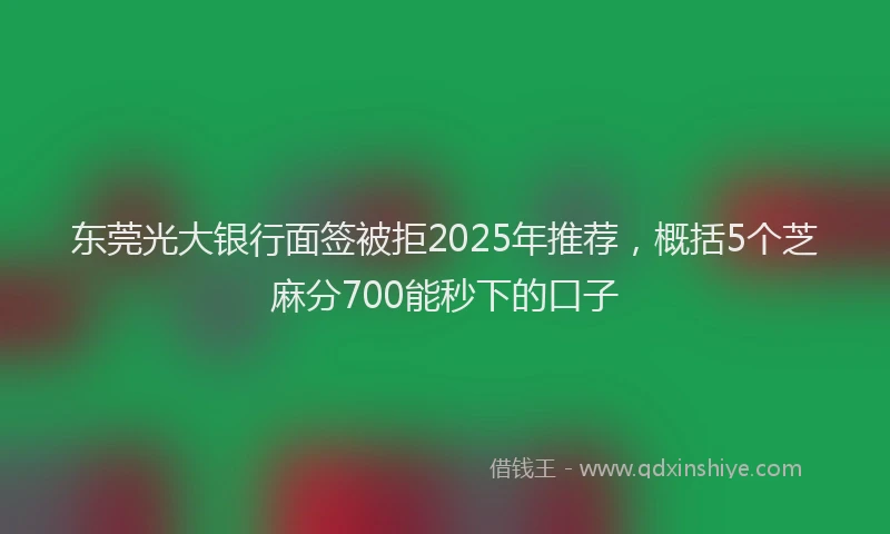 东莞光大银行面签被拒2025年推荐，概括5个芝麻分700能秒下的口子