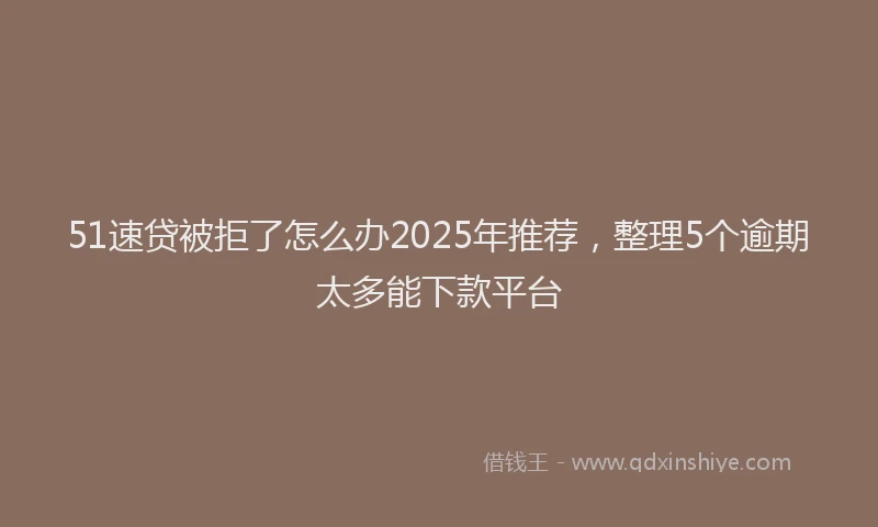 51速贷被拒了怎么办2025年推荐，整理5个逾期太多能下款平台