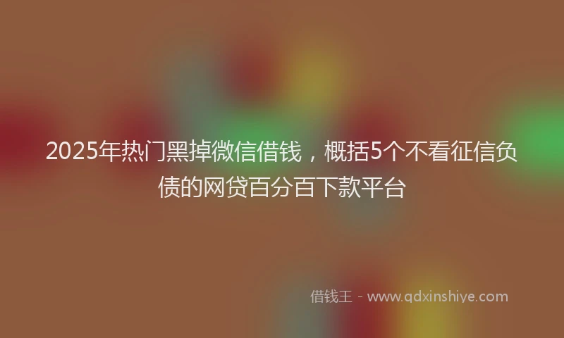 2025年热门黑掉微信借钱，概括5个不看征信负债的网贷百分百下款平台