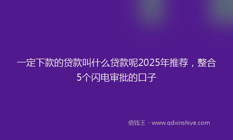 一定下款的贷款叫什么贷款呢2025年推荐，整合5个闪电审批的口子