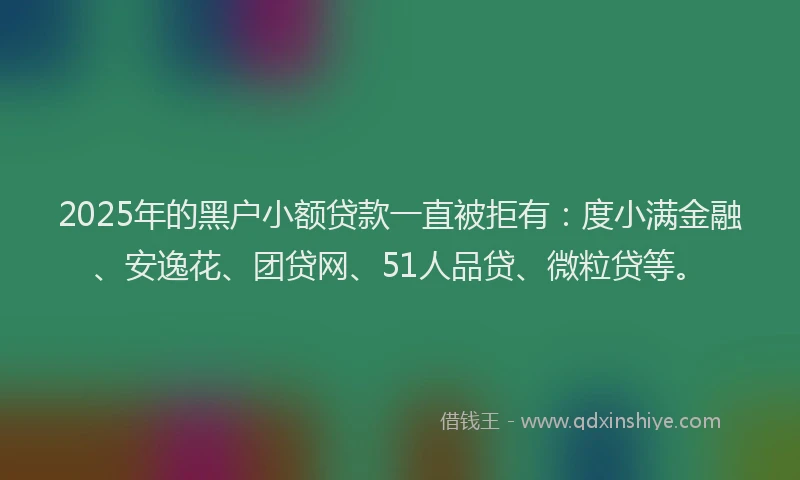 2025年的黑户小额贷款一直被拒有：度小满金融、安逸花、团贷网、51人品贷、微粒贷等。