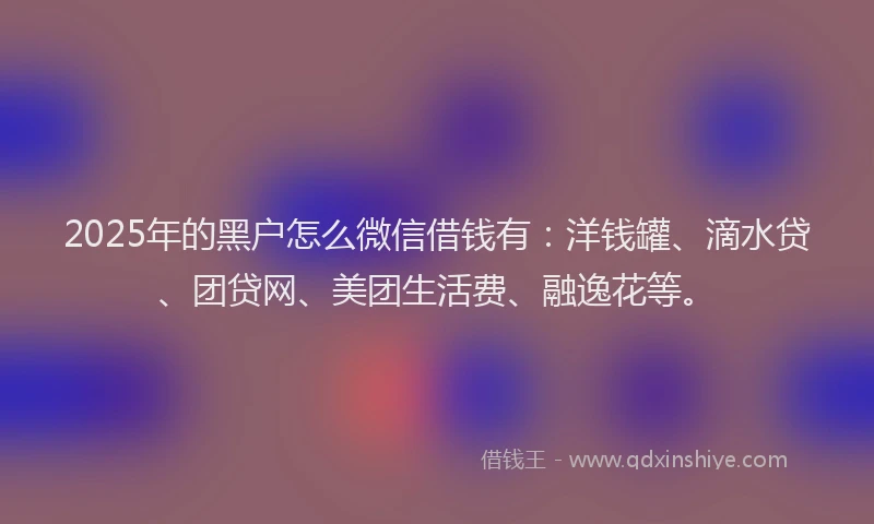 2025年的黑户怎么微信借钱有：洋钱罐、滴水贷、团贷网、美团生活费、融逸花等。