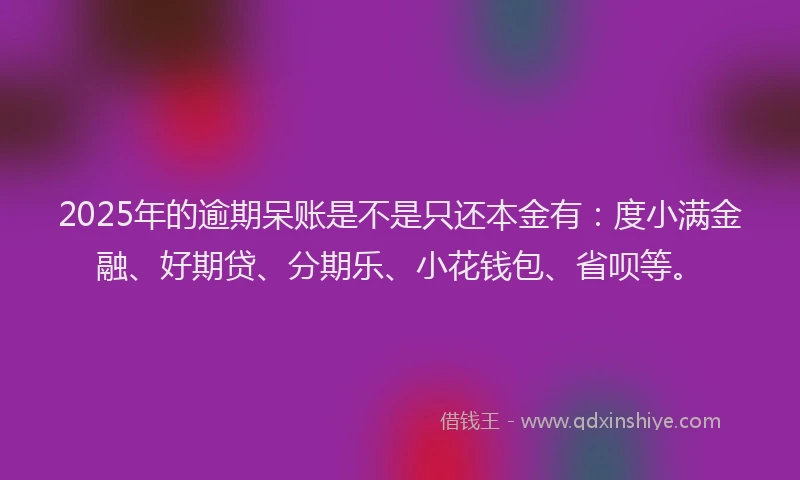 2025年的逾期呆账是不是只还本金有：度小满金融、好期贷、分期乐、小花钱包、省呗等。