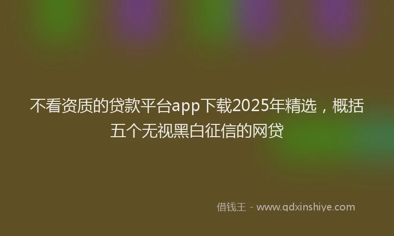 不看资质的贷款平台app下载2025年精选，概括五个无视黑白征信的网贷